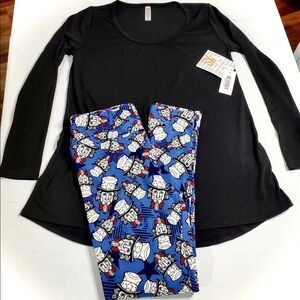 Lularoe blk Lynnae sz:XS with Uncle Sam leggings sz:OSFA